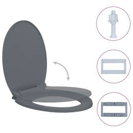 Capac wc cu închidere silențioasă, gri, oval, 2 image