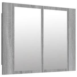 Dulap cu oglindă & led gri sonoma 60x12x45 cm lemn compozit, 2 image