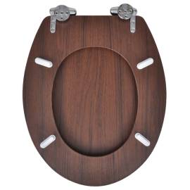 Scaun toaletă capac cu închidere silențioasă 2 buc. maro mdf, 5 image