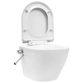 Vas de toaletă suspendat cu rezervor încastrat, alb, ceramică, 3 image