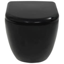 Vas de toaletă suspendat cu rezervor încastrat, negru, ceramică, 7 image