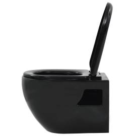 Vas de toaletă suspendat cu rezervor încastrat, negru, ceramică, 6 image
