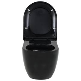 Vas de toaletă suspendat cu rezervor încastrat, negru, ceramică, 5 image
