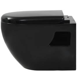 Vas de toaletă suspendat cu rezervor încastrat, negru, ceramică, 8 image