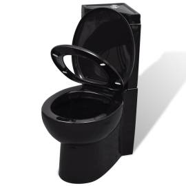 Vas toaletă din ceramică, wc baie de colț, negru, 3 image