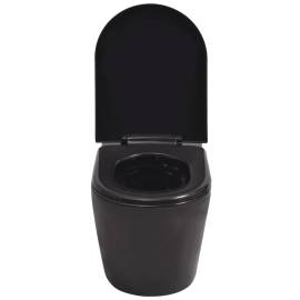 Vas toaletă suspendat cu rezervor încastrat, ceramică, negru, 5 image