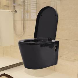 Vas toaletă suspendat cu rezervor încastrat, ceramică, negru, 2 image