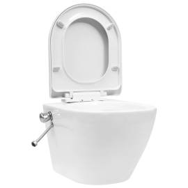 Vas wc suspendat fără ramă cu funcție de bideu, alb, ceramică, 2 image