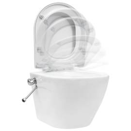 Vas wc suspendat fără ramă cu funcție de bideu, alb, ceramică, 3 image