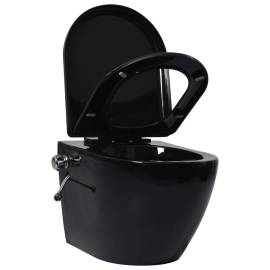 Vas wc suspendat fără ramă cu funcție de bideu, negru, ceramică, 4 image