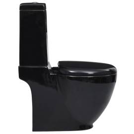 Vas wc toaletă baie, negru, ceramică, rotund, flux inferior, 3 image