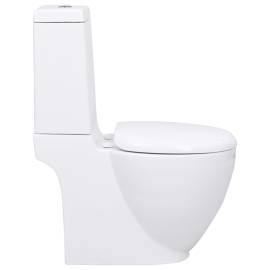 Vas wc toaletă de baie, alb, ceramică, rotund, flux inferior, 4 image