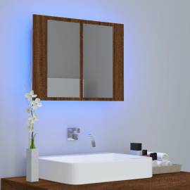 Dulap cu oglindă & led stejar maro 60x12x45 cm lemn compozit, 3 image