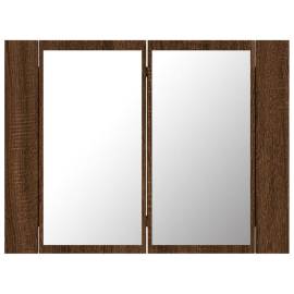 Dulap cu oglindă & led stejar maro 60x12x45 cm lemn compozit, 8 image