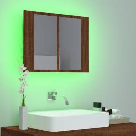 Dulap cu oglindă & led stejar maro 60x12x45 cm lemn compozit, 5 image
