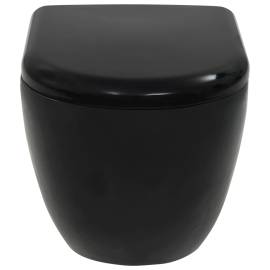 Vas de toaletă cu montare pe perete, ceramică, negru, 6 image