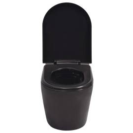 Vas toaletă suspendat cu rezervor încastrat, negru, ceramică, 4 image