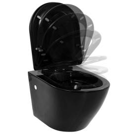 Vas toaletă suspendat cu rezervor încastrat, negru, ceramică, 7 image