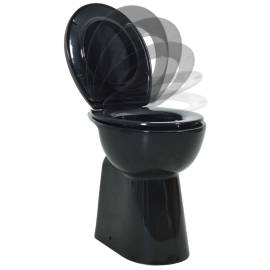 Vas wc fără ramă închidere silențioasă, + 7 cm, negru, ceramică, 3 image