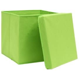 Cutii depozitare cu capac, 4 buc., verde, 28x28x28 cm, 3 image