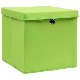 Cutii depozitare cu capac, 4 buc., verde, 28x28x28 cm, 2 image