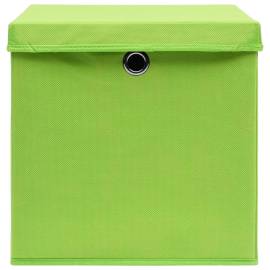 Cutii depozitare cu capac, 4 buc., verde, 28x28x28 cm, 4 image