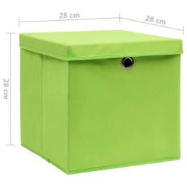 Cutii depozitare cu capac, 4 buc., verde, 28x28x28 cm, 6 image