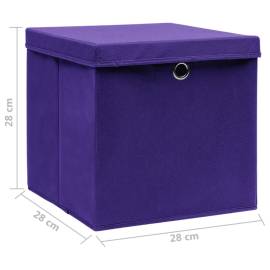Cutii depozitare cu capace, 4 buc., violet, 28x28x28 cm, 6 image