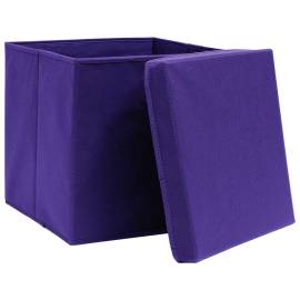 Cutii depozitare cu capace, 4 buc., violet, 28x28x28 cm, 4 image