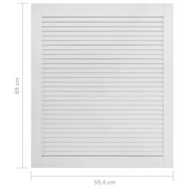 Uși lamelare, 2 buc., alb, 69x59,4 cm, lemn masiv de pin, 7 image