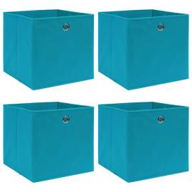 Cutii depozitare, 4 buc., bleu, 32x32x32 cm, textil