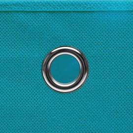 Cutii depozitare cu capace, 10 buc., bleu, 32x32x32 cm, textil, 5 image