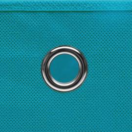 Cutii depozitare cu capace, 4 buc., bleu, 32x32x32 cm, textil, 5 image