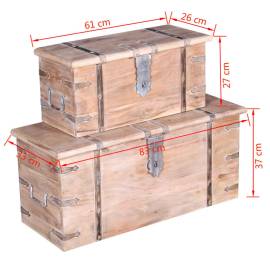 Set cufere de depozitare, 2 buc., lemn de acacia, 8 image