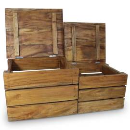 Set cutii de depozitare 2 bucăți, lemn masiv reciclat, 2 image
