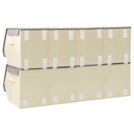 Set cutii depozitare stivuibile capac 8 buc., gri&crem, textil, 4 image