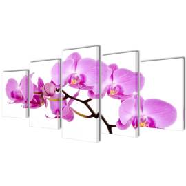 Set tablouri pânză, imprimeu orhidee, 200 x 100 cm