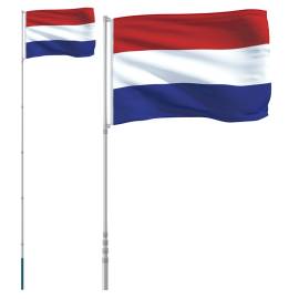 Steag olanda și stâlp din aluminiu, 5,55 m, 2 image