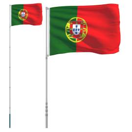 Steag portugalia și stâlp din aluminiu, 5,55 m, 2 image