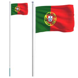 Steag portugalia și stâlp din aluminiu, 6,23 m, 2 image