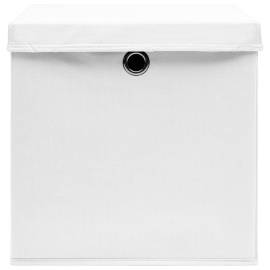 Cutii de depozitare cu capac, 10 buc., alb, 28x28x28 cm, 4 image
