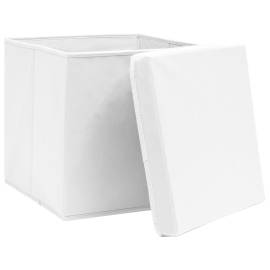 Cutii de depozitare cu capac, 10 buc., alb, 28x28x28 cm, 3 image