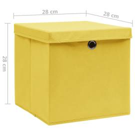 Cutii de depozitare cu capac, 10 buc., galben, 28x28x28 cm, 6 image