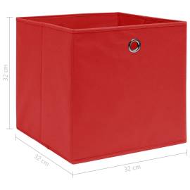 Cutii depozitare, 4 buc, textil, 32x32x32 cm, roșu, 5 image