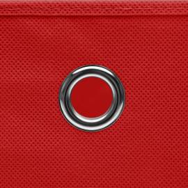 Cutii depozitare, 4 buc, textil, 32x32x32 cm, roșu, 4 image