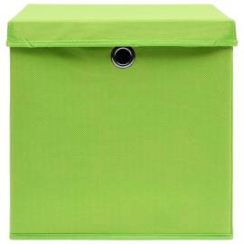 Cutii depozitare cu capace, 10 buc., verde, 32x32x32 cm, textil, 4 image