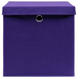 Cutii depozitare cu capace, 10 buc., violet, 28x28x28 cm, 3 image
