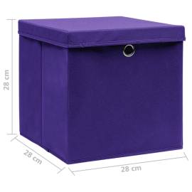 Cutii depozitare cu capace, 10 buc., violet, 28x28x28 cm, 6 image