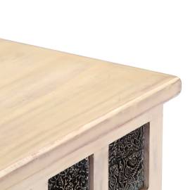 Ladă de depozitare, alb, 110x40x45 cm, lemn masiv de acacia, 7 image