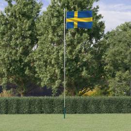 Steag suedia și stâlp din aluminiu, 6,23 m